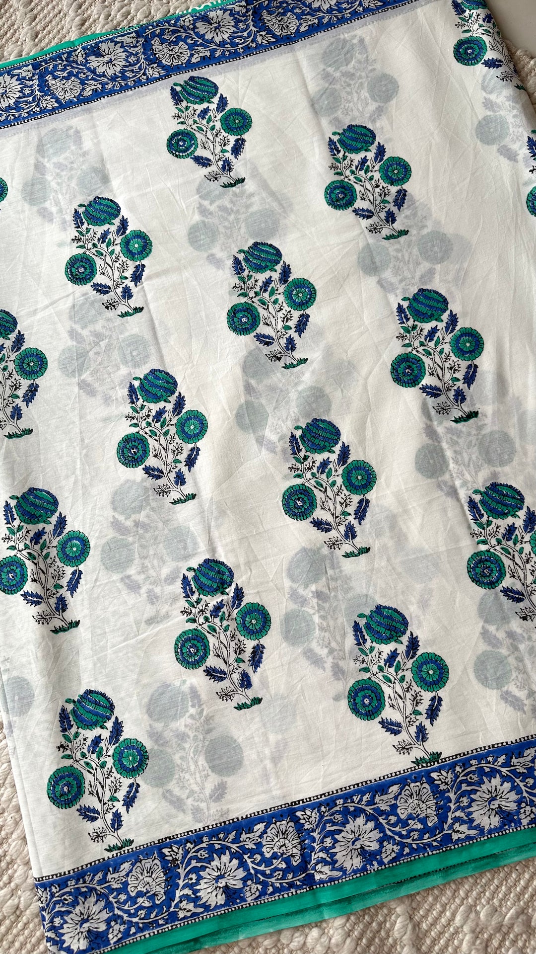 BAGRU HAND BLOCK PRINTED SOFT MULMUL COTTON SAREE- 065