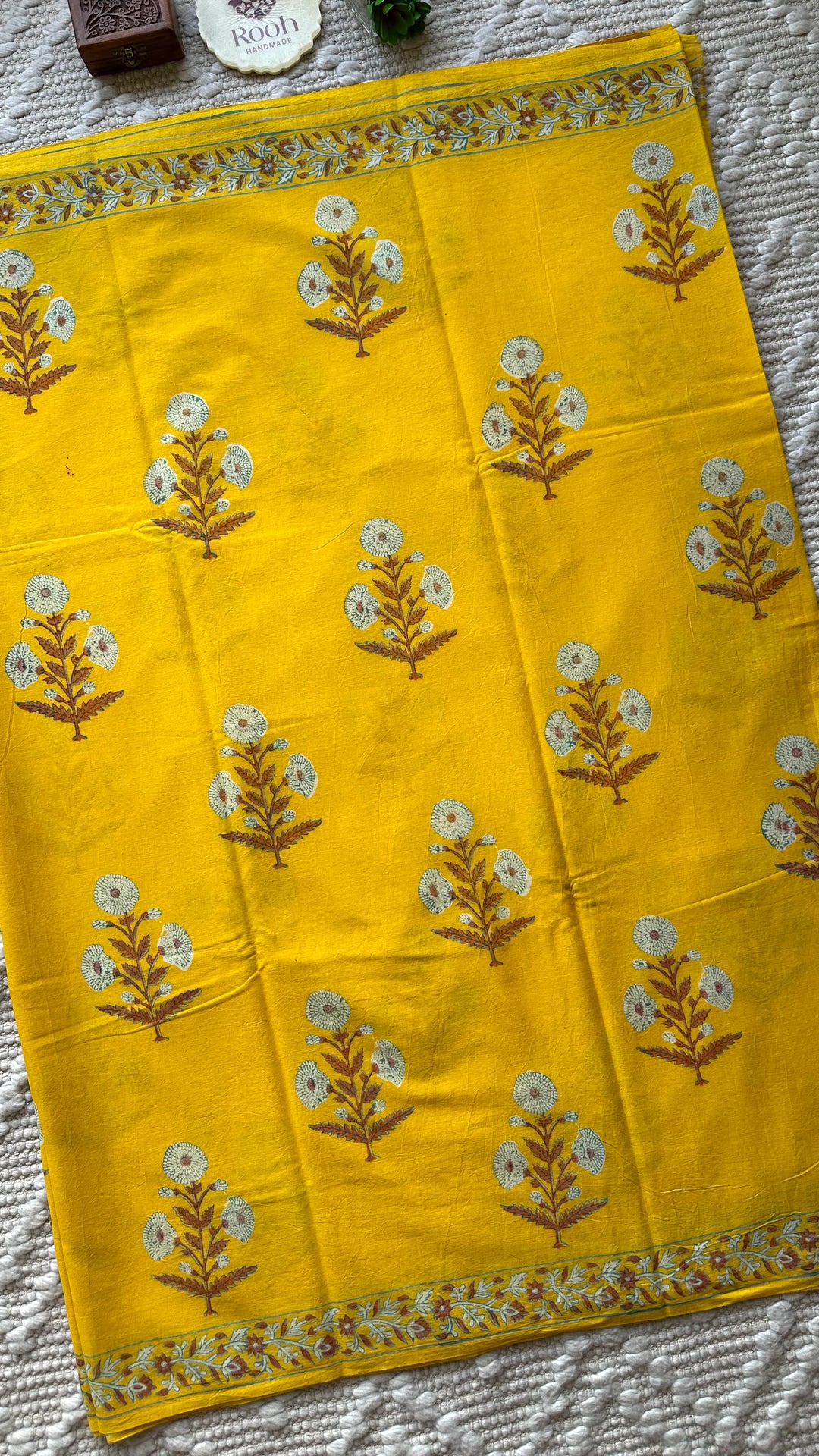 BAGRU HAND BLOCK PRINTED SOFT MULMUL COTTON SAREE- 070
