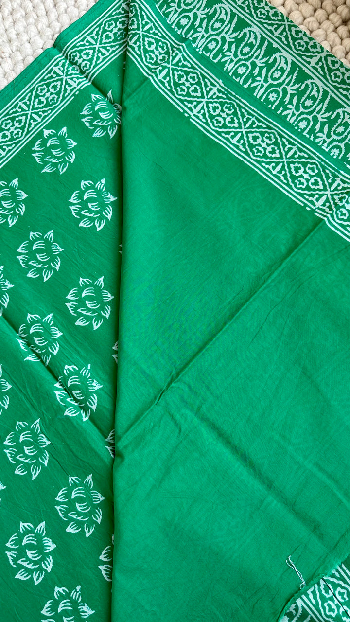 BAGRU HAND BLOCK PRINTED SOFT MULMUL COTTON SAREE- 149
