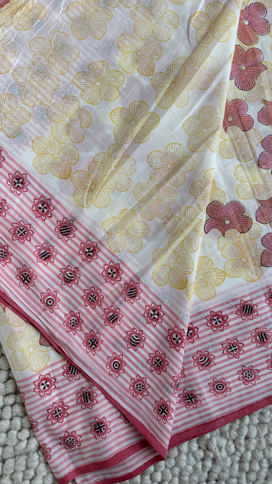 SANGANERI HAND BLOCK PRINTED SOFT COTTON SAREE- 025