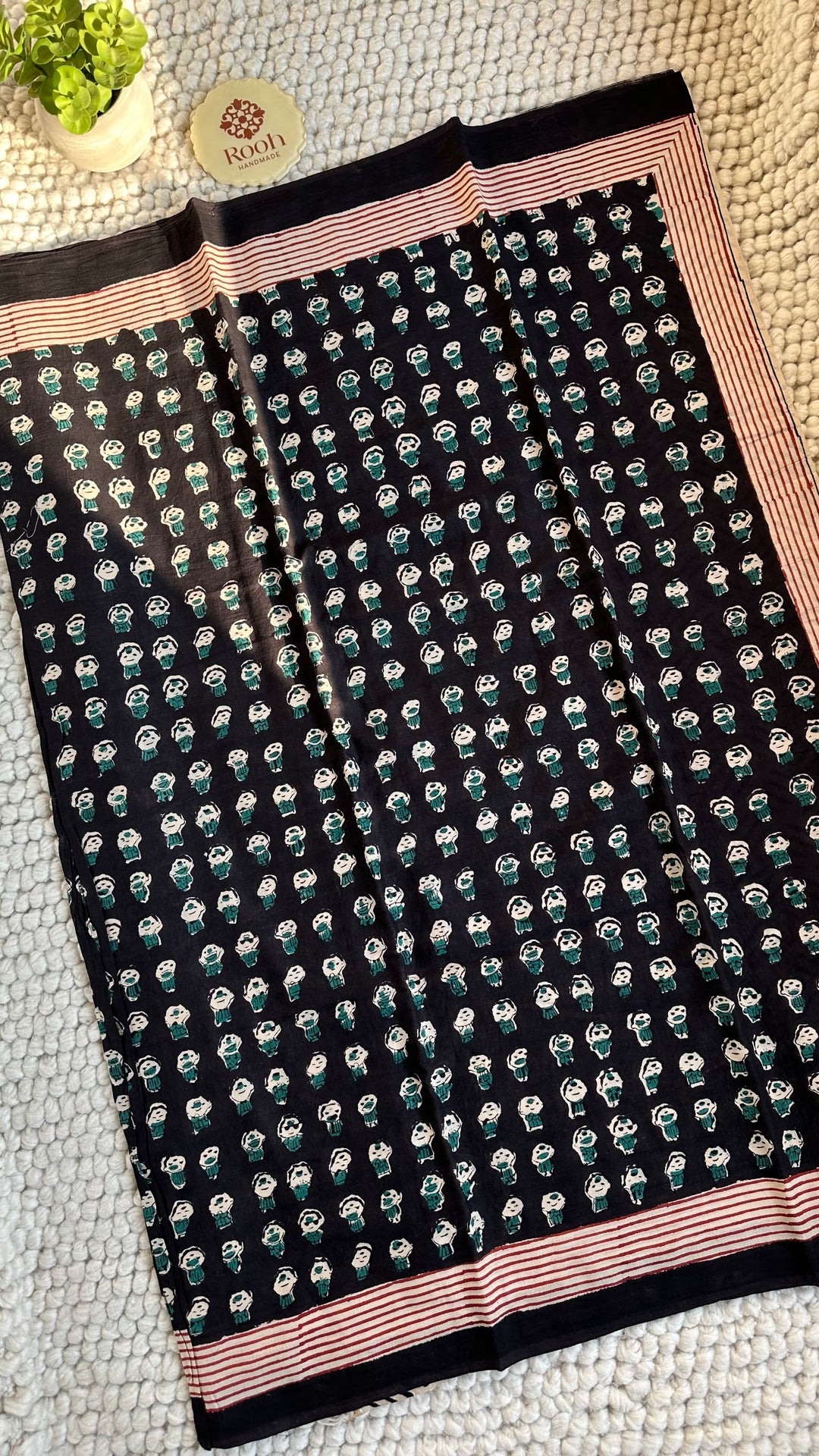 BAGRU HAND BLOCK PRINTED SOFT MULMUL COTTON SAREE- 138