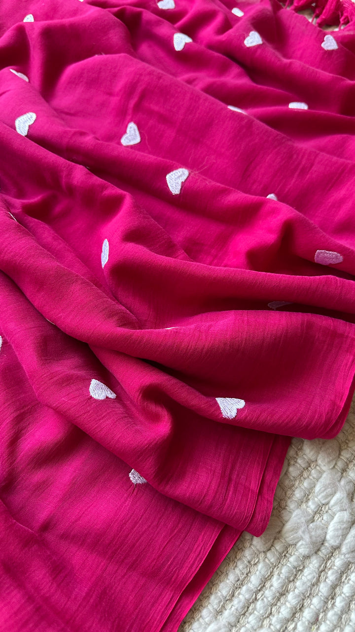 DIL - HOT PINK SUPER SOFT MUL COTTON SAREE (DISPATCH TIME - 7 TO 10 DAYS)