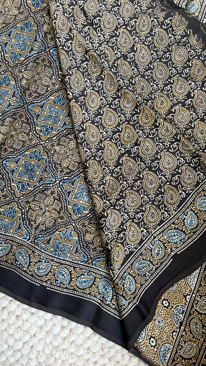 ROOH EXCLUSIVES- AJRAKH HAND BLOCK PRINTED PREMIUM MODAL SILK SAREE 02