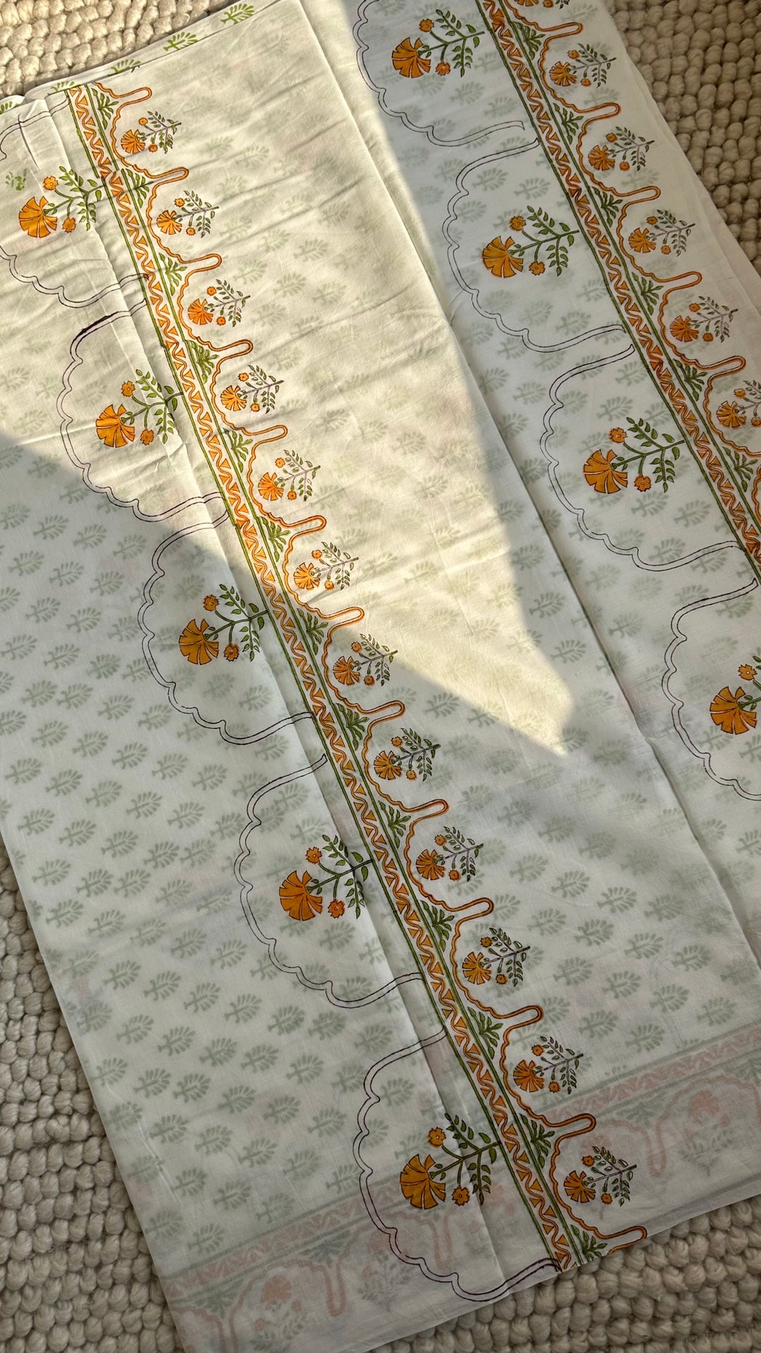 BAGRU HAND BLOCK PRINTED SOFT MULMUL COTTON SAREE- 115 (DISPATCH TIME - 7-10 DAYS)