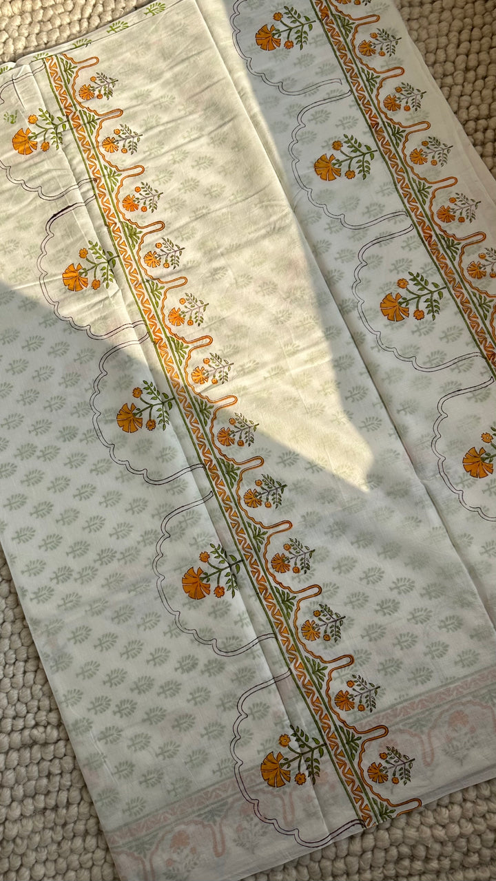 BAGRU HAND BLOCK PRINTED SOFT MULMUL COTTON SAREE- 115 (DISPATCH TIME - 7-10 DAYS)