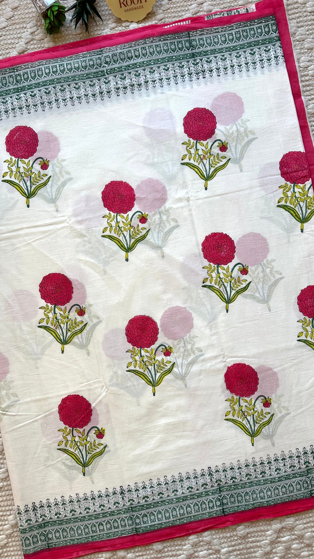BAGRU HAND BLOCK PRINTED SOFT MULMUL COTTON SAREE- 054