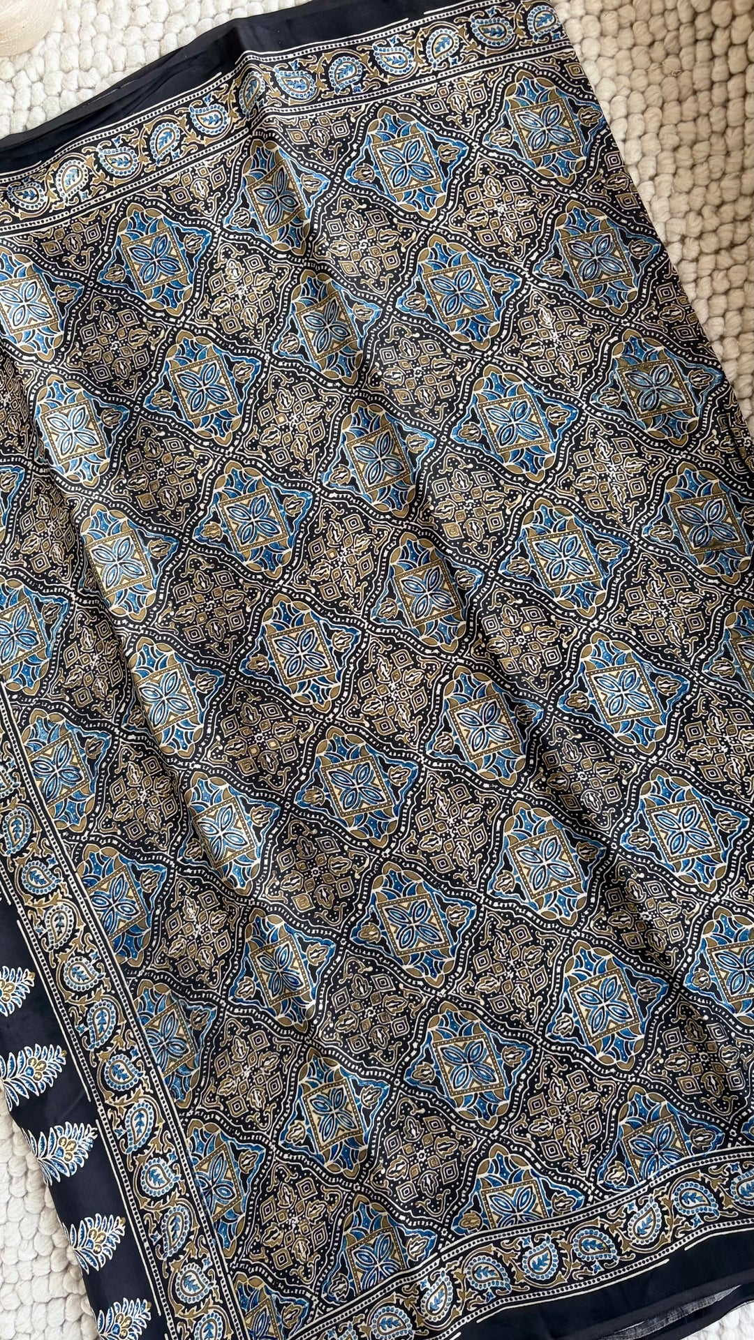 ROOH EXCLUSIVES- AJRAKH HAND BLOCK PRINTED PREMIUM MODAL SILK SAREE 02