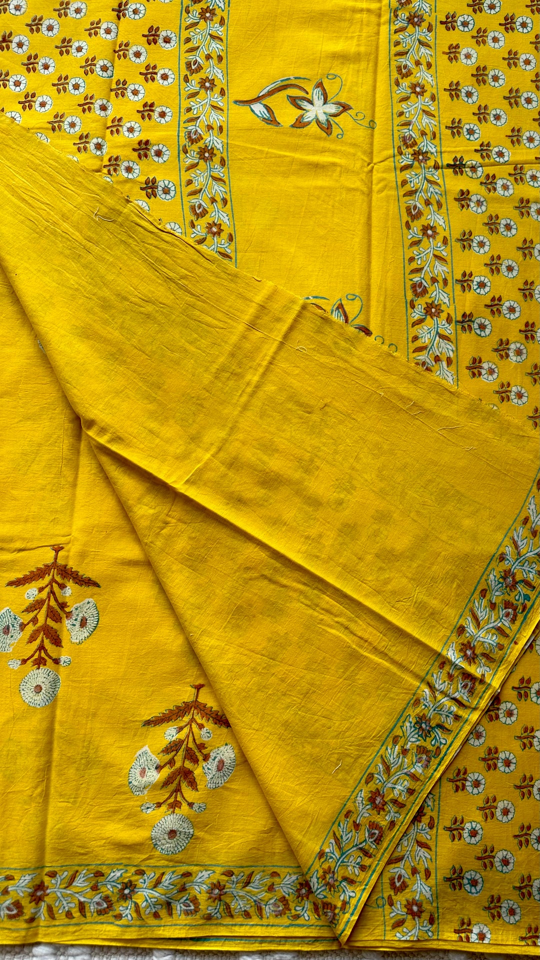 BAGRU HAND BLOCK PRINTED SOFT MULMUL COTTON SAREE- 070
