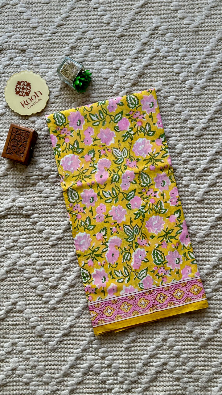 BAGRU HAND BLOCK PRINTED SOFT MULMUL COTTON SAREE- 074