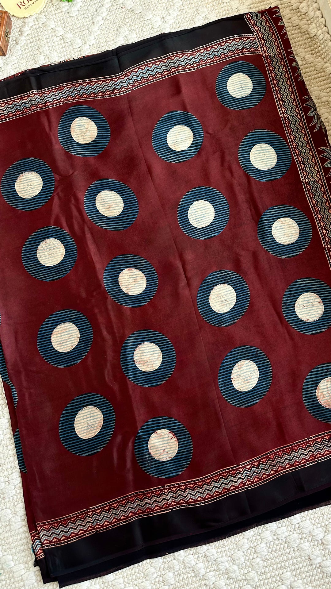 AARVI - PREMIUM AJRAKH HAND BLOCK PRINTED MODAL SILK SAREE