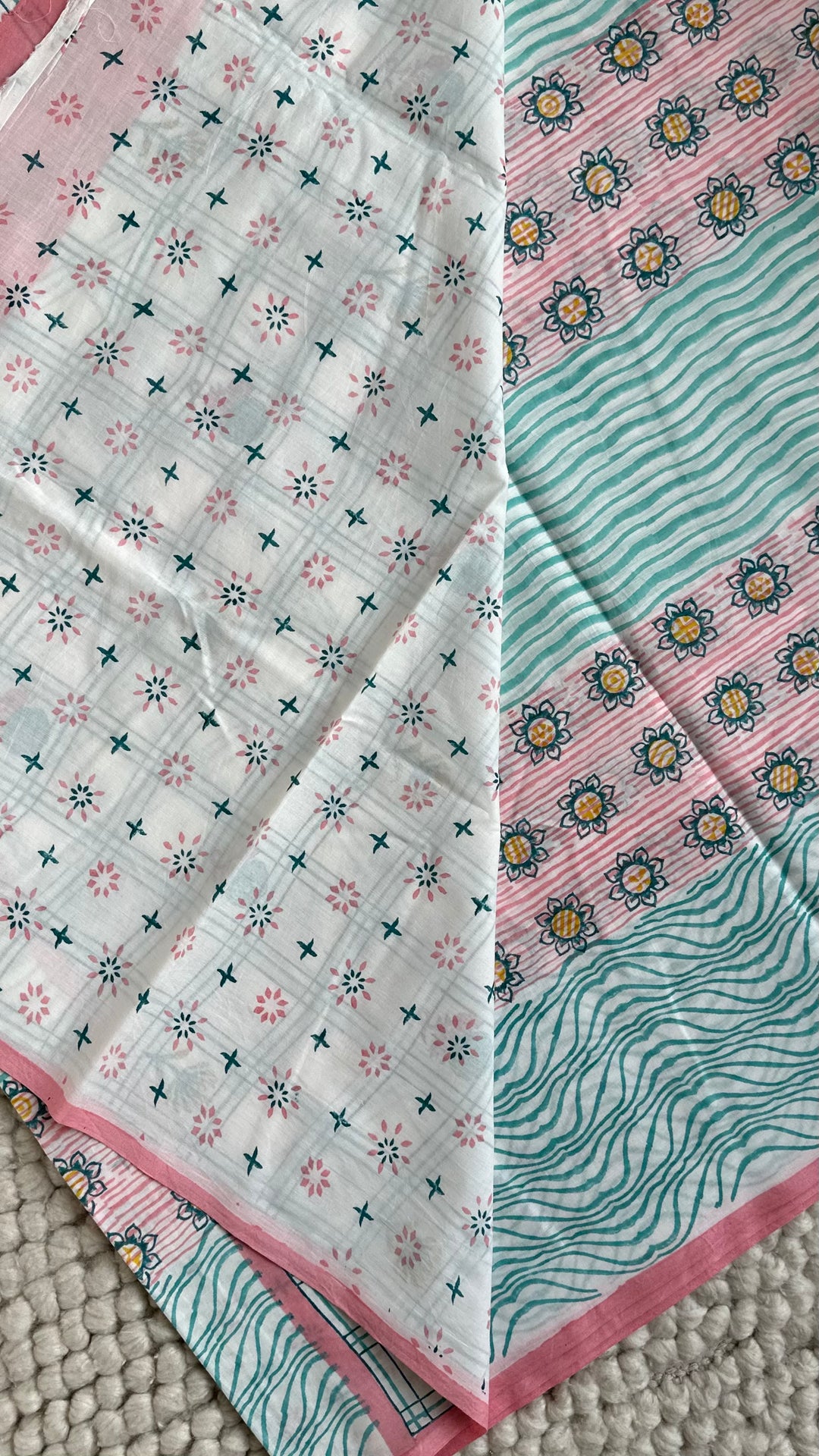 SANGANERI HAND BLOCK PRINTED SOFT COTTON SAREE- 029