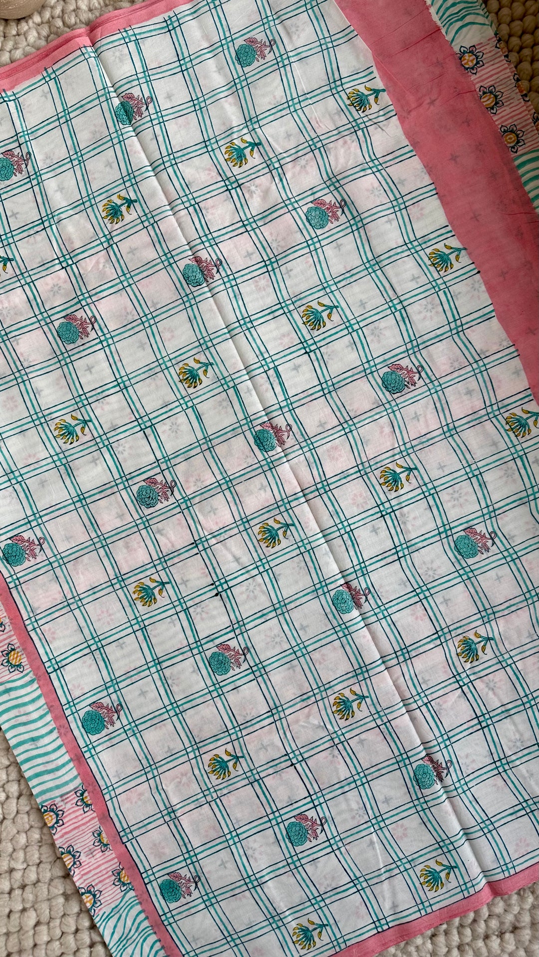 SANGANERI HAND BLOCK PRINTED SOFT COTTON SAREE- 029
