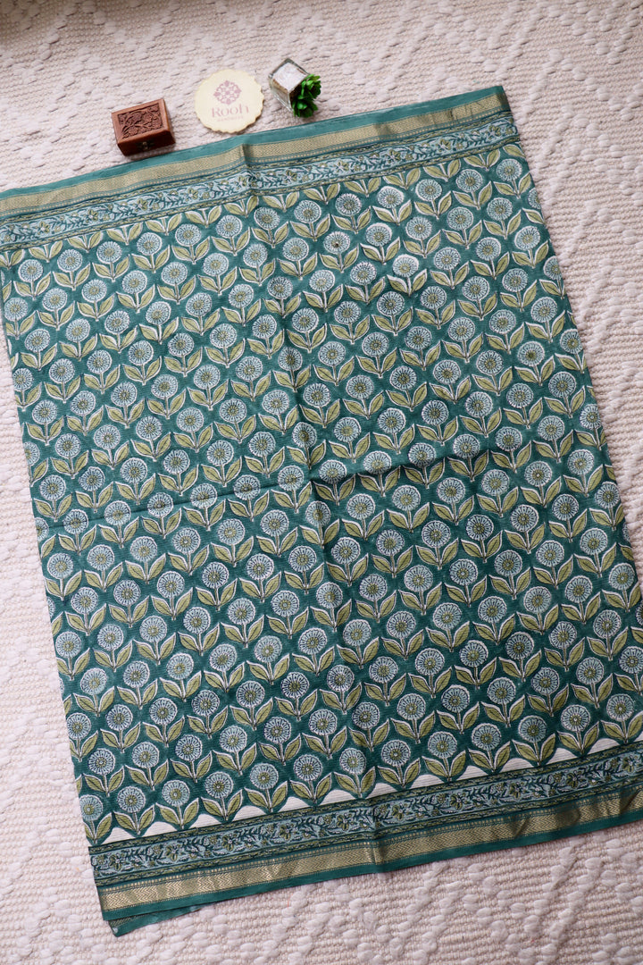 SANGANERI HAND BLOCK PRINTED SILK COTTON SAREE- 003