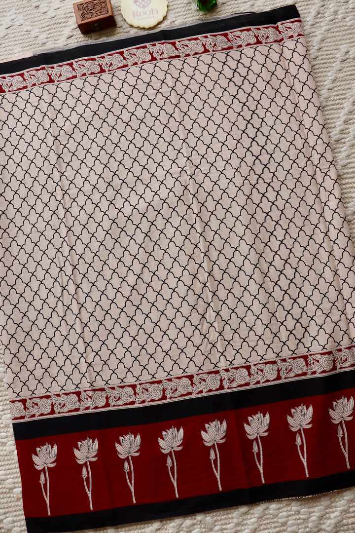 BAGRU HAND BLOCK PRINTED SOFT MULMUL COTTON SAREE- 077 (DISPATCH TIME IS 3 TO 5 DAYS)