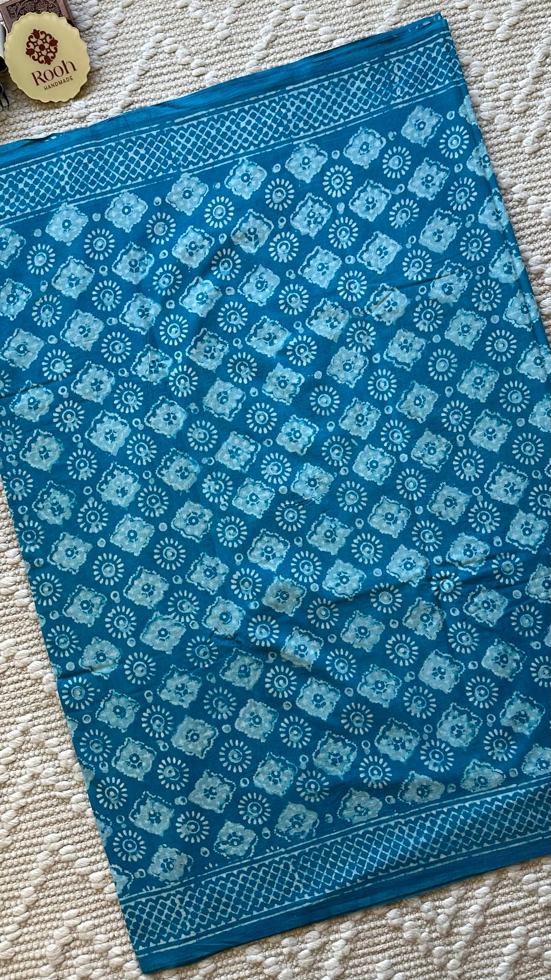 BAGRU HAND BLOCK PRINTED SOFT MULMUL COTTON SAREE- 057