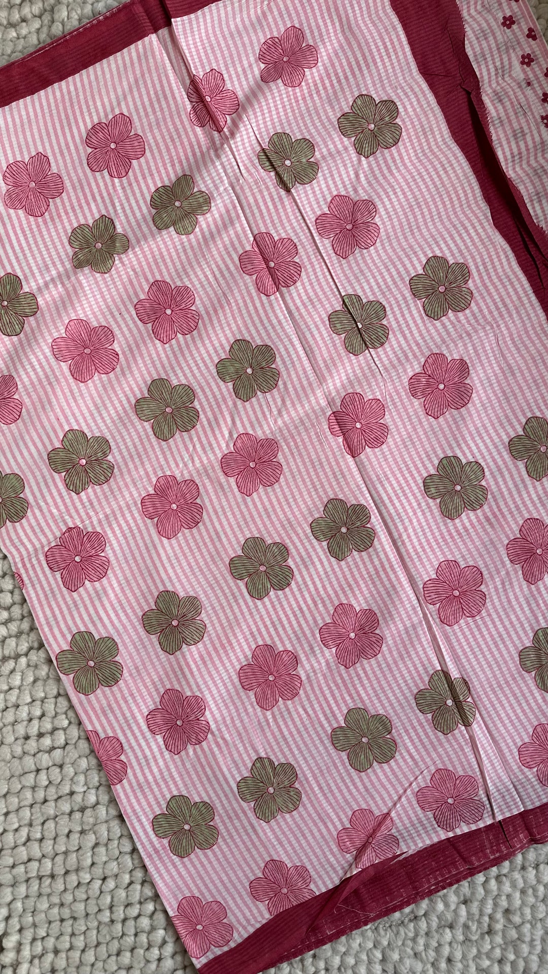 SANGANERI HAND BLOCK PRINTED SOFT COTTON SAREE- 023