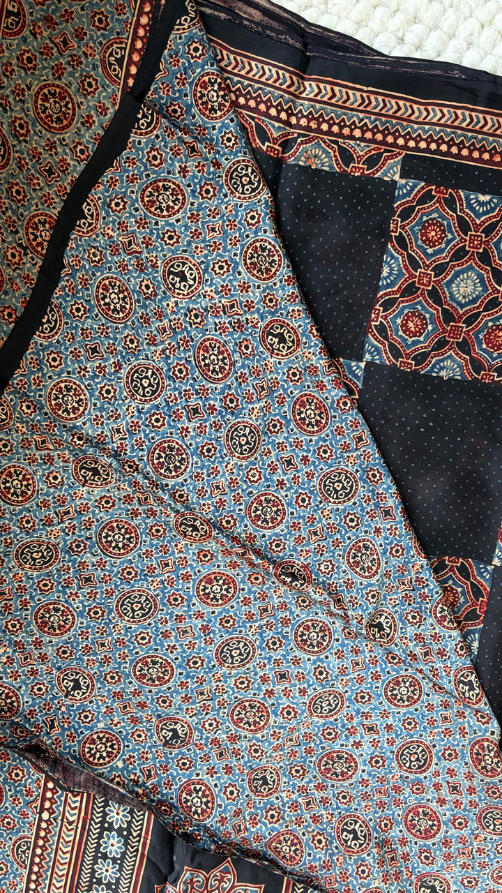 ROOH EXCLUSIVES- AJRAKH HAND BLOCK PRINTED PREMIUM MODAL SILK SAREE 07