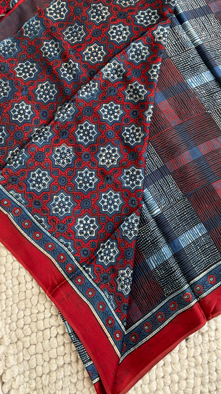 ROOH EXCLUSIVES- AJRAKH HAND BLOCK PRINTED PREMIUM MODAL SILK SAREE 10