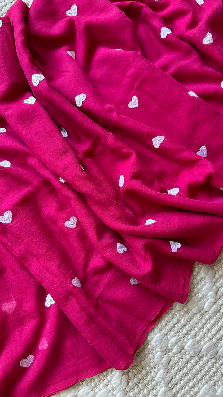 DIL - HOT PINK SUPER SOFT MUL COTTON SAREE (DISPATCH TIME - 7 TO 10 DAYS)
