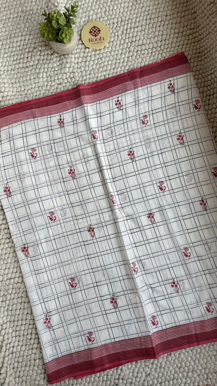 SANGANERI HAND BLOCK PRINTED SOFT COTTON SAREE- 027