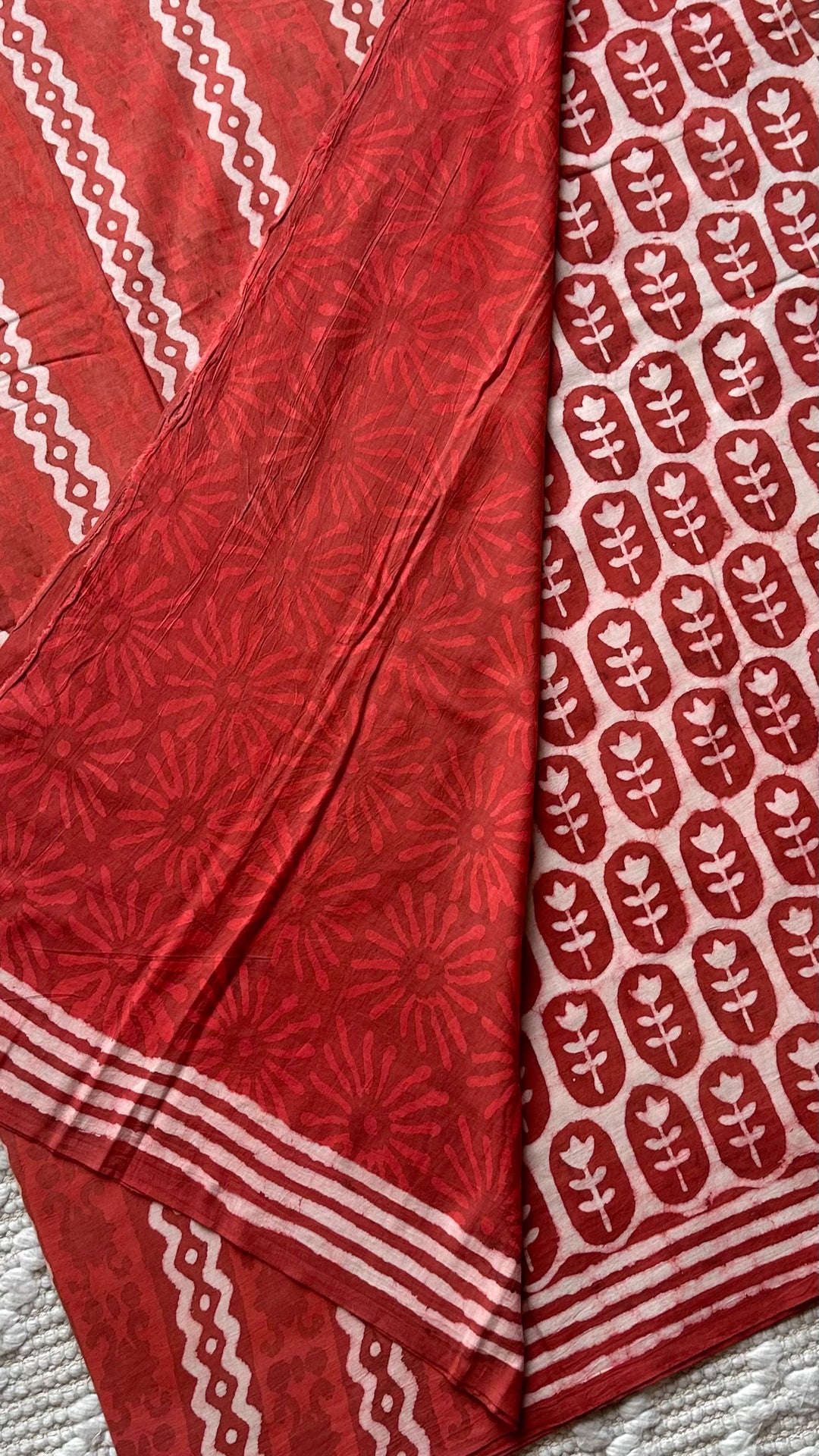 BAGRU HAND BLOCK PRINTED SOFT MULMUL COTTON SAREE- 093
