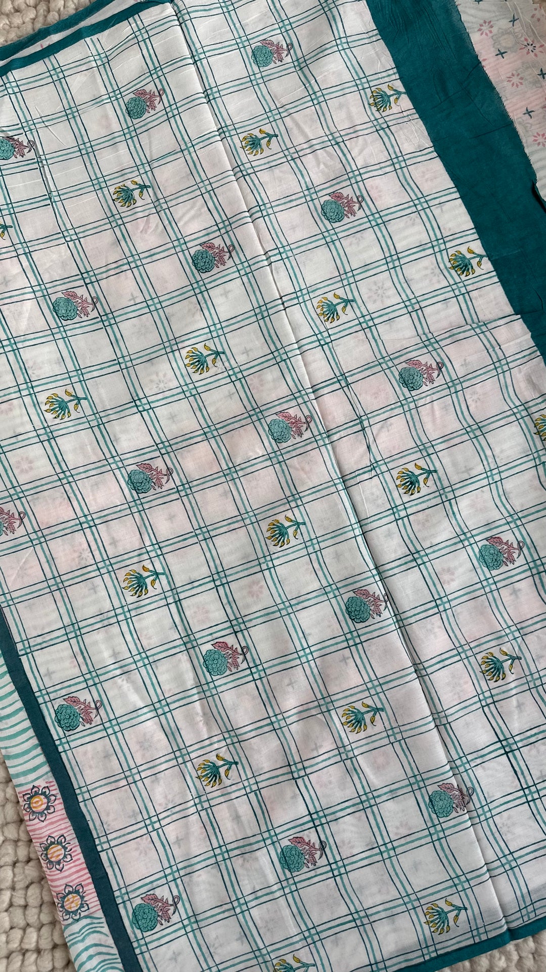 SANGANERI HAND BLOCK PRINTED SOFT COTTON SAREE- 028