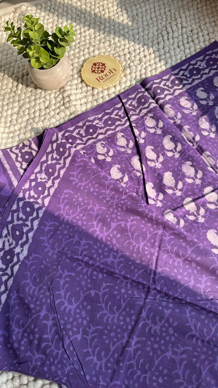 BAGRU HAND BLOCK PRINTED SOFT MULMUL COTTON SAREE- 135