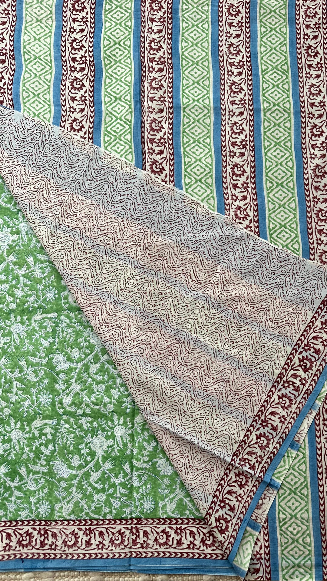 SANGANERI HAND BLOCK PRINTED SOFT MULMUL COTTON SAREE- 018