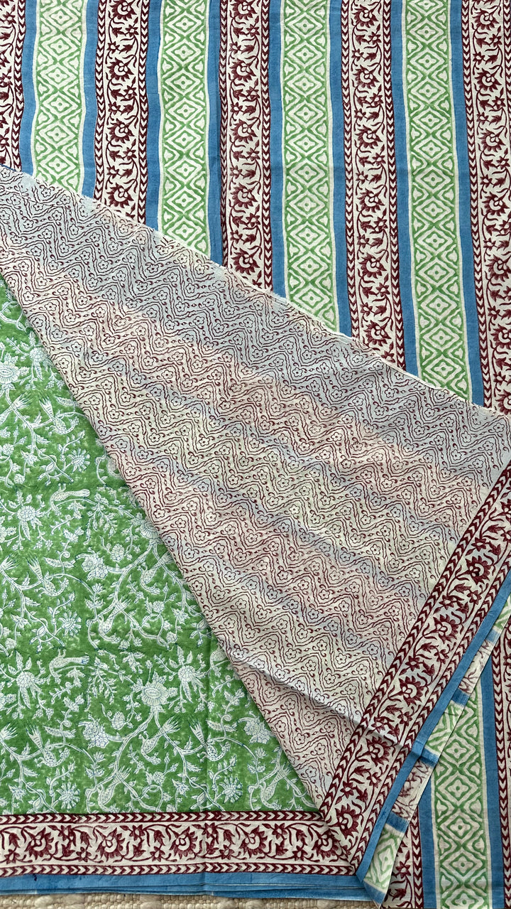 SANGANERI HAND BLOCK PRINTED SOFT MULMUL COTTON SAREE- 018