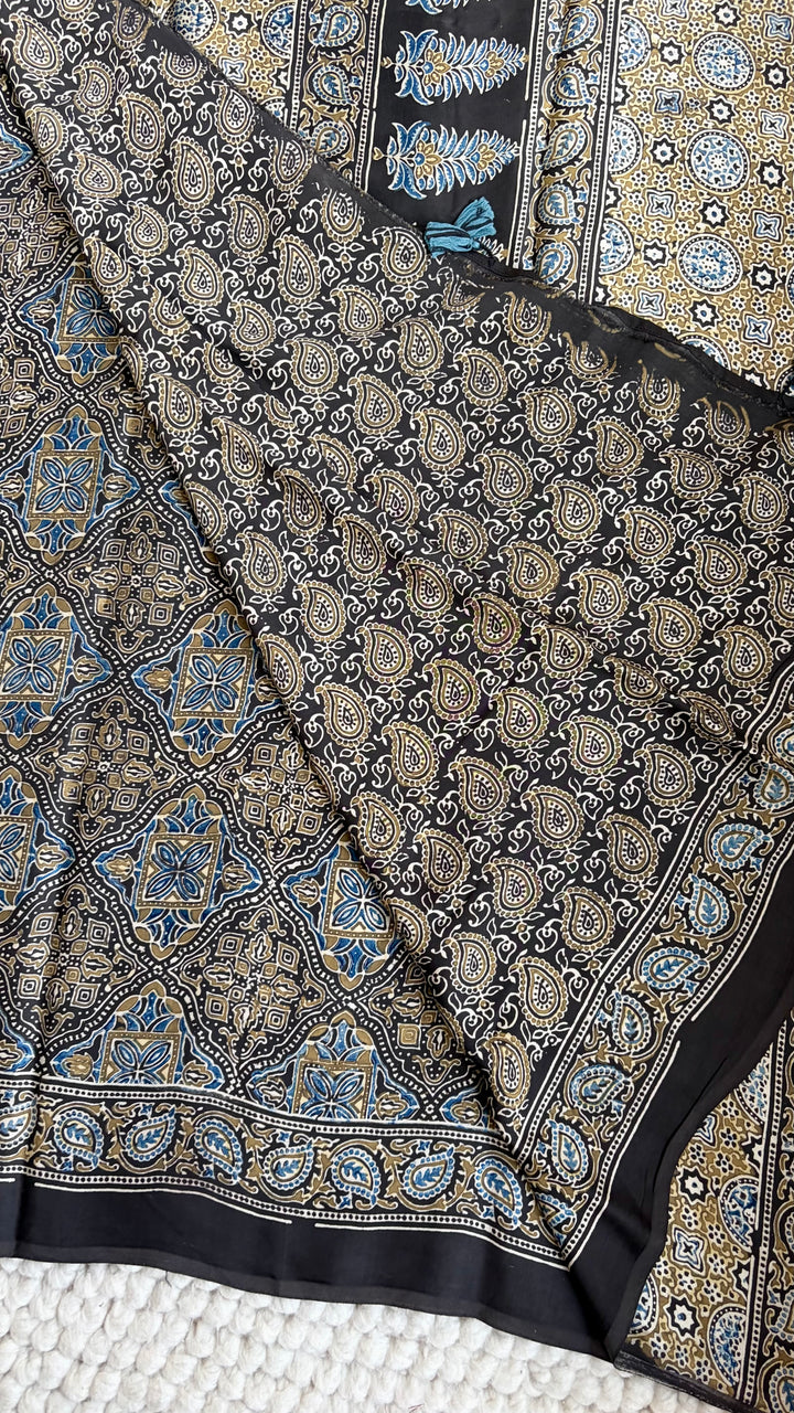 ROOH EXCLUSIVES- AJRAKH HAND BLOCK PRINTED PREMIUM MODAL SILK SAREE 02