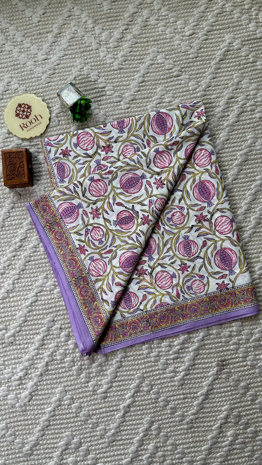 SANGANERI HAND BLOCK PRINTED SOFT MULMUL COTTON SAREE- 014