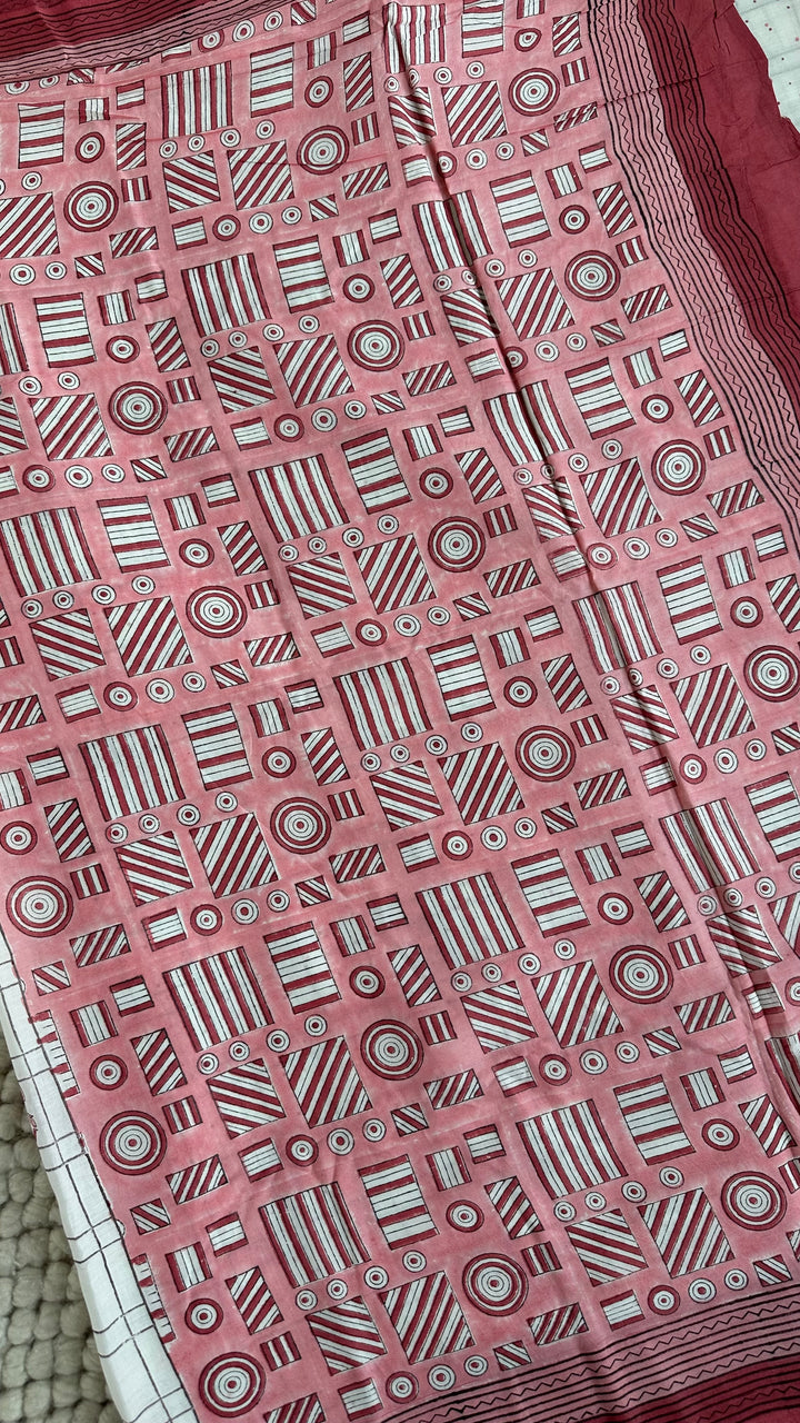 SANGANERI HAND BLOCK PRINTED SOFT COTTON SAREE- 027