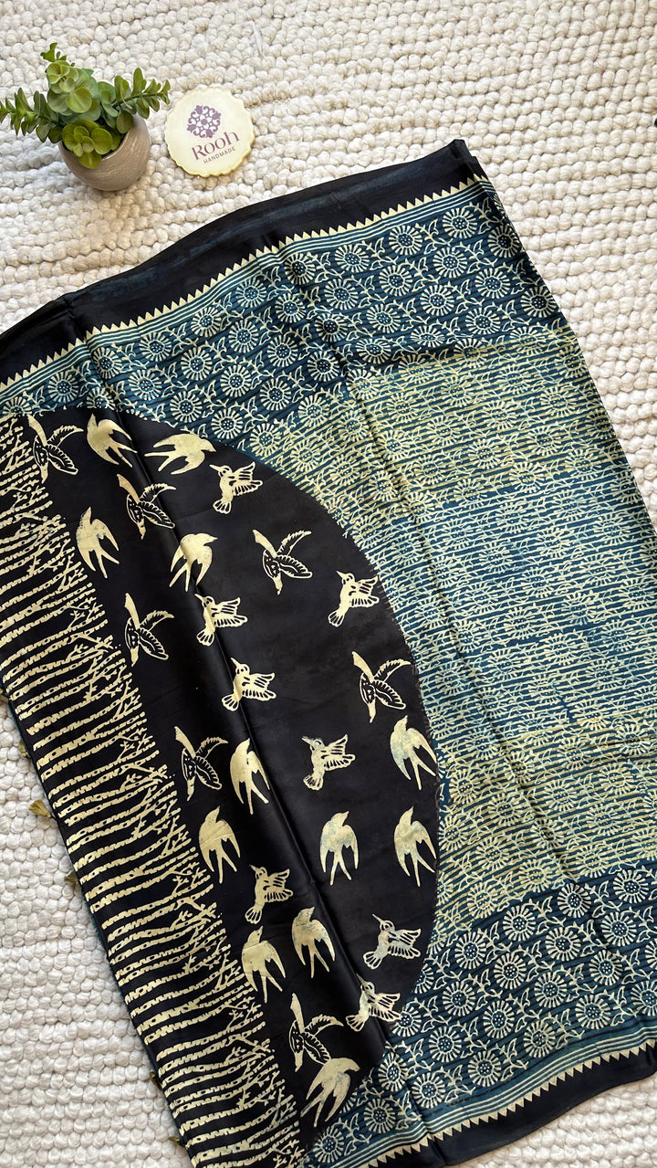 ROOH EXCLUSIVES- AJRAKH HAND BLOCK PRINTED PREMIUM MODAL SILK SAREE 12
