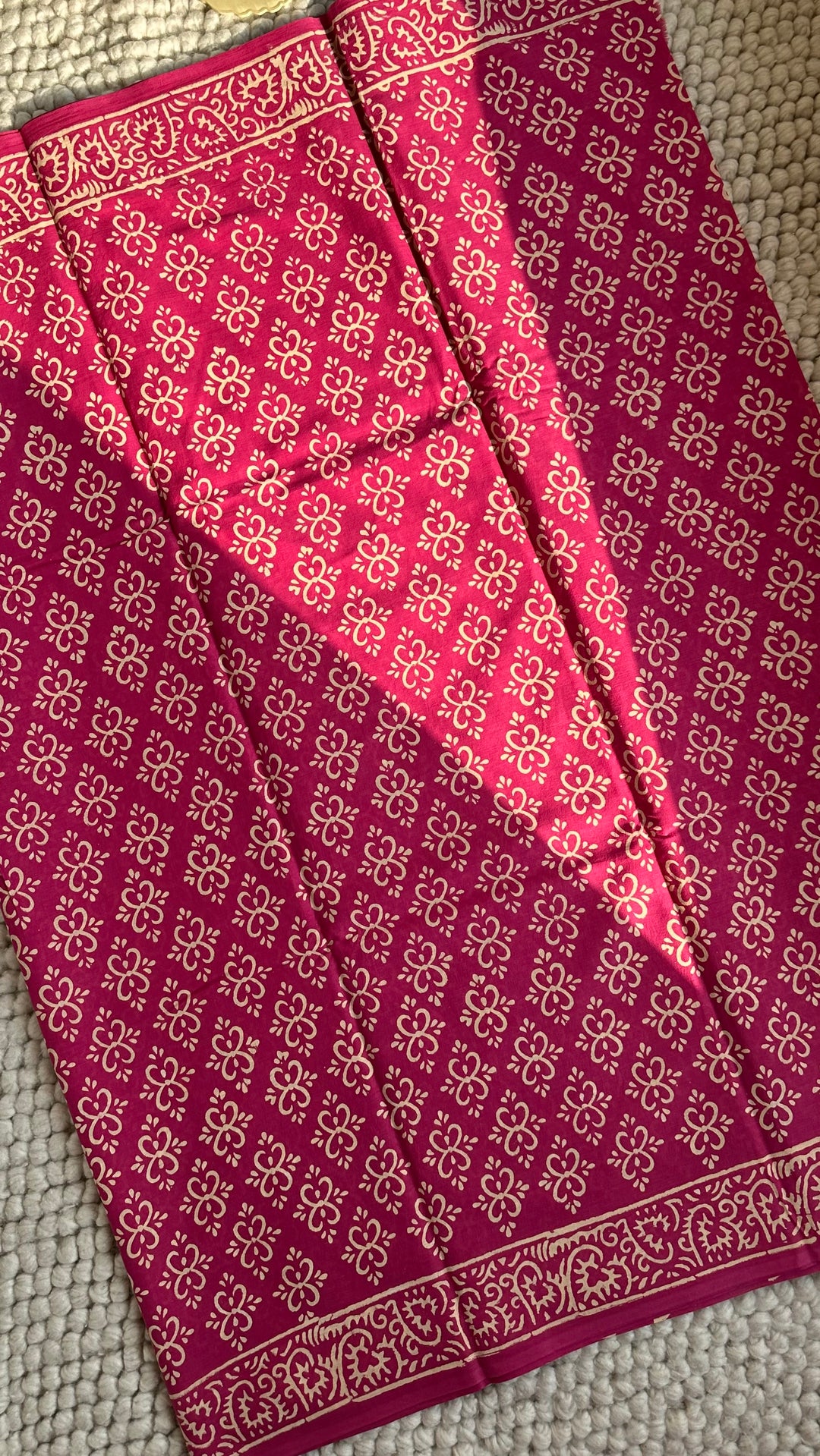 BAGRU HAND BLOCK PRINTED SOFT MULMUL COTTON SAREE- 134