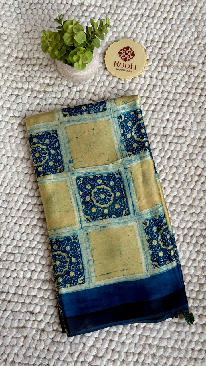 ROOH EXCLUSIVES- AJRAKH HAND BLOCK PRINTED PREMIUM MODAL SILK SAREE 11