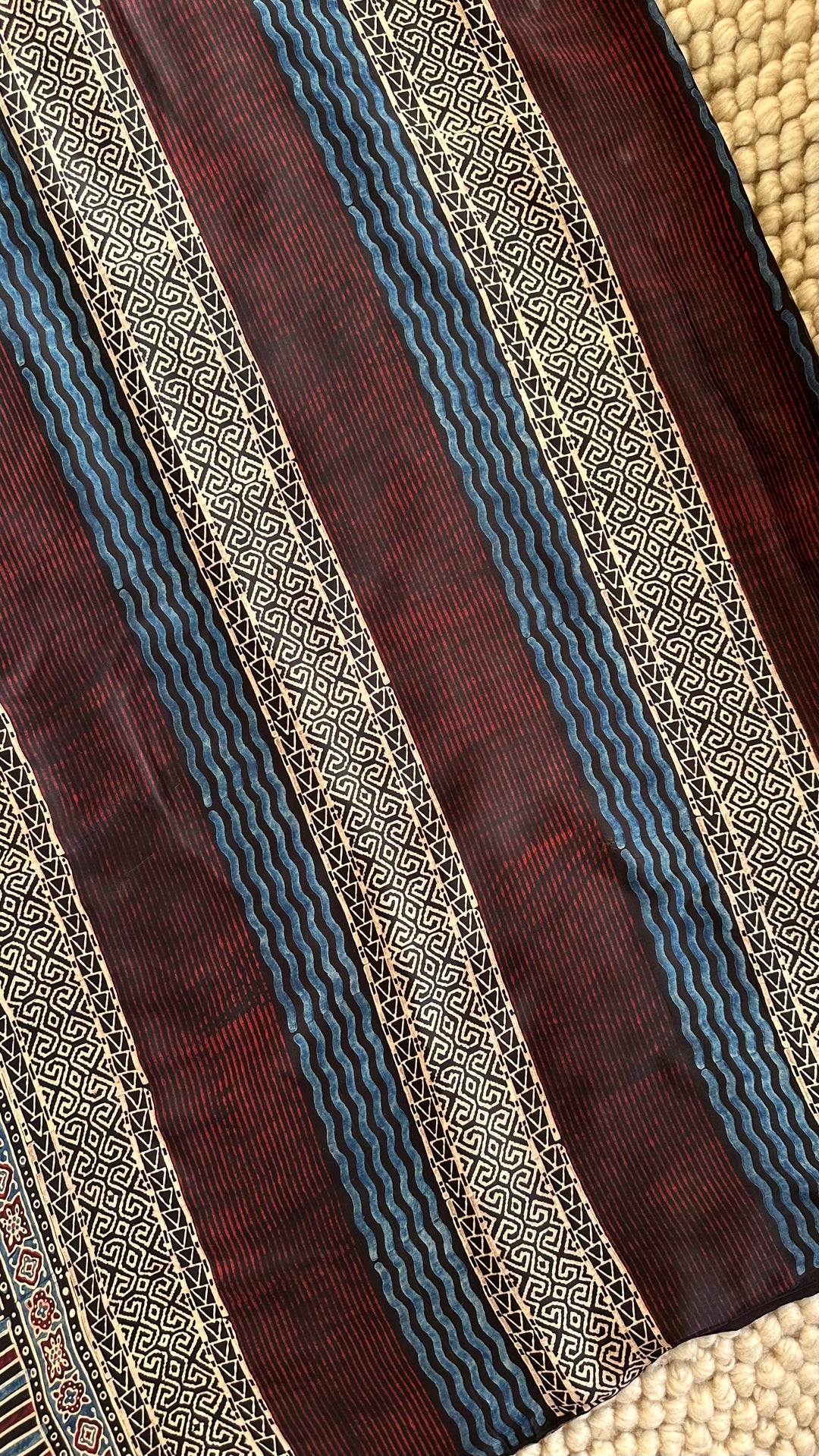 ABSTRACT DREAMS - AJRAKH HAND BLOCK PRINTED PREMIUM MODAL SILK SAREE