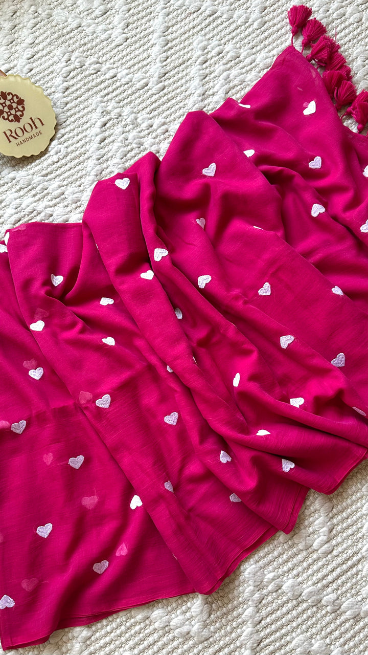 DIL - HOT PINK SUPER SOFT MUL COTTON SAREE (DISPATCH TIME - 7 TO 10 DAYS)