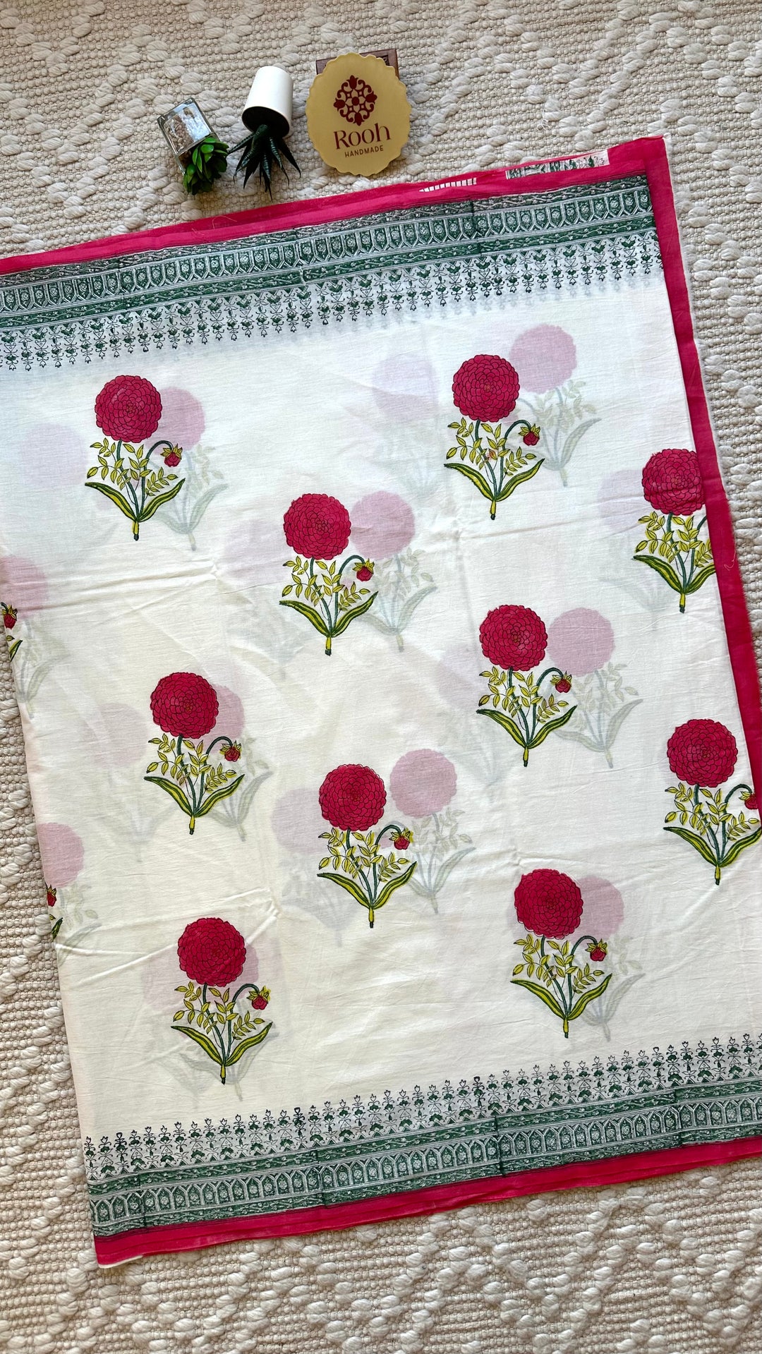 BAGRU HAND BLOCK PRINTED SOFT MULMUL COTTON SAREE- 054