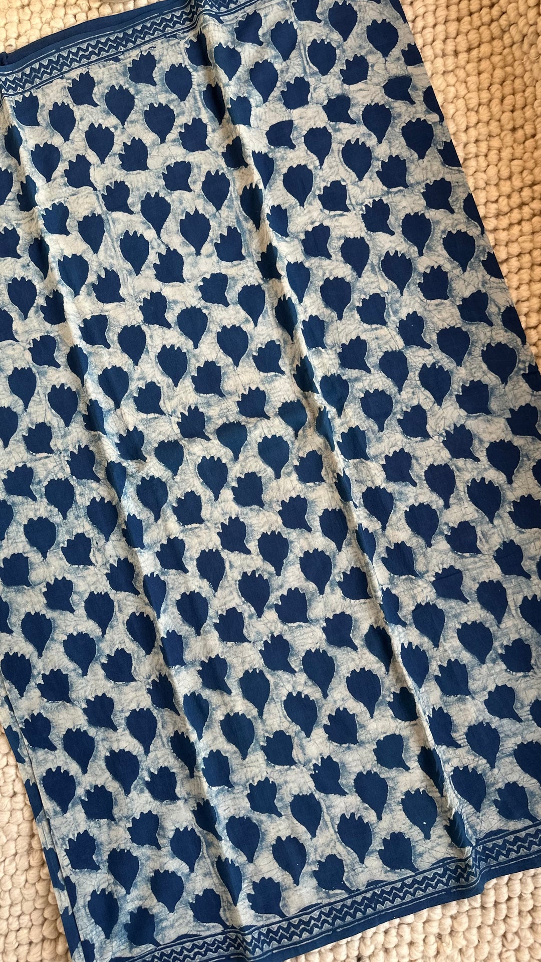 AKOLA INDIGO HAND BLOCK DABU PRINTED SOFT MULMUL COTTON SAREE- 028