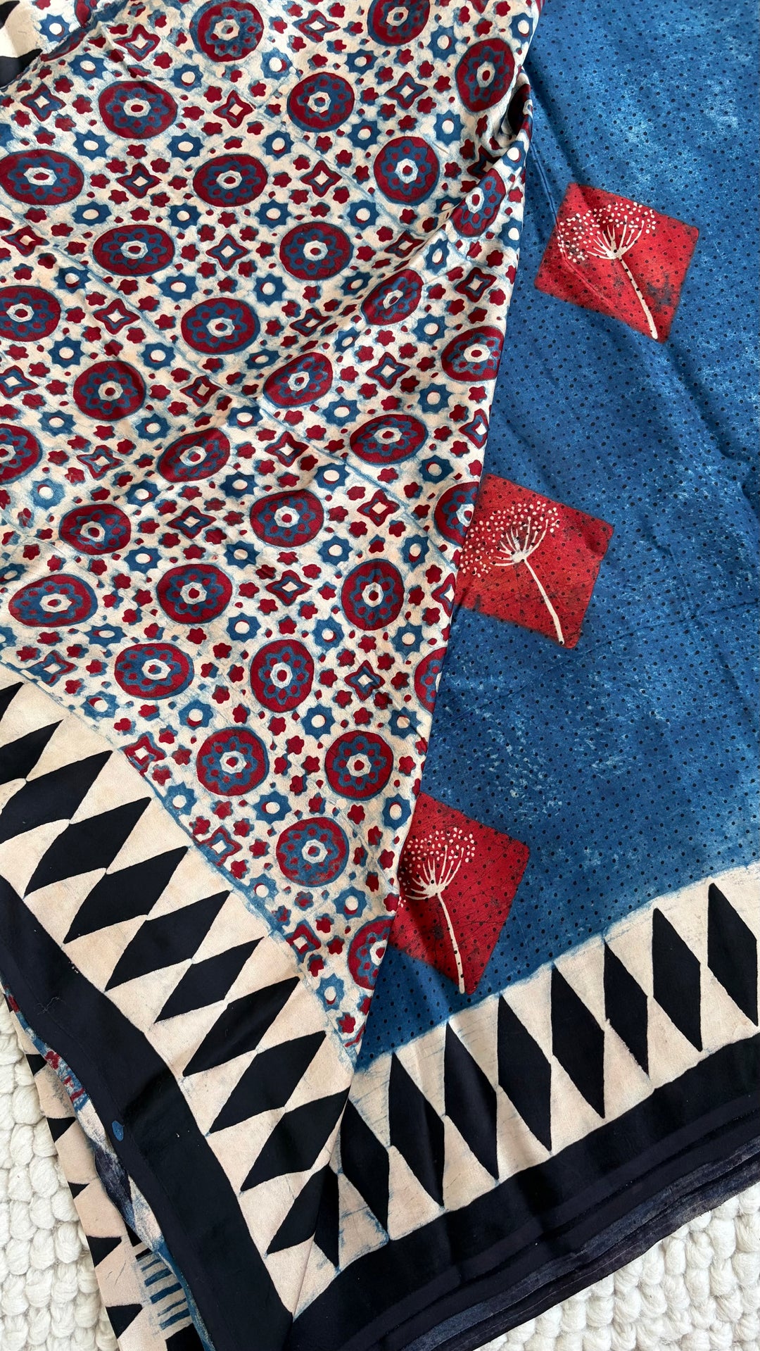 ROOH EXCLUSIVES- AJRAKH HAND BLOCK PRINTED PREMIUM MODAL SILK SAREE 06