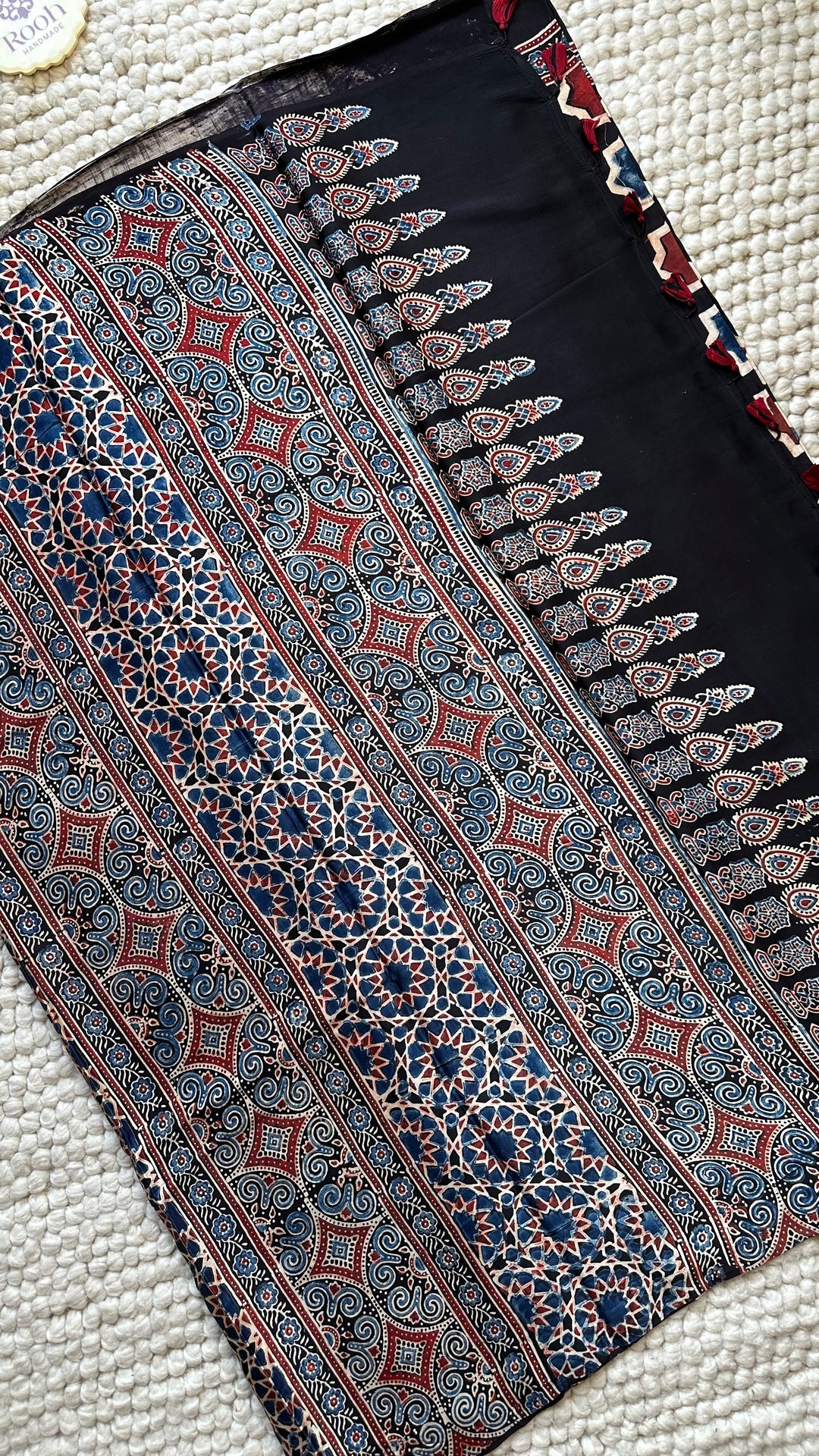 ROOH EXCLUSIVES- AJRAKH HAND BLOCK PRINTED PREMIUM MODAL SILK SAREE 18