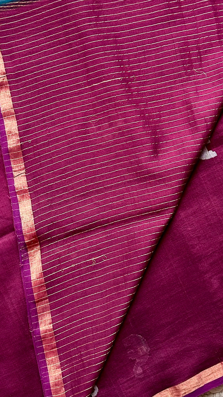 PREMIUM JAMDANI WEAVE HANDWOVEN PURE SILK BY PURE COTTON SAREE - ROYAL MAGENTA