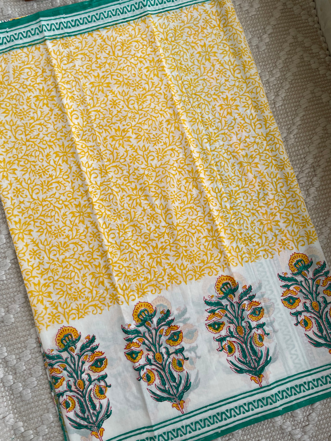 BAGRU HAND BLOCK PRINTED SOFT MULMUL COTTON SAREE- 050