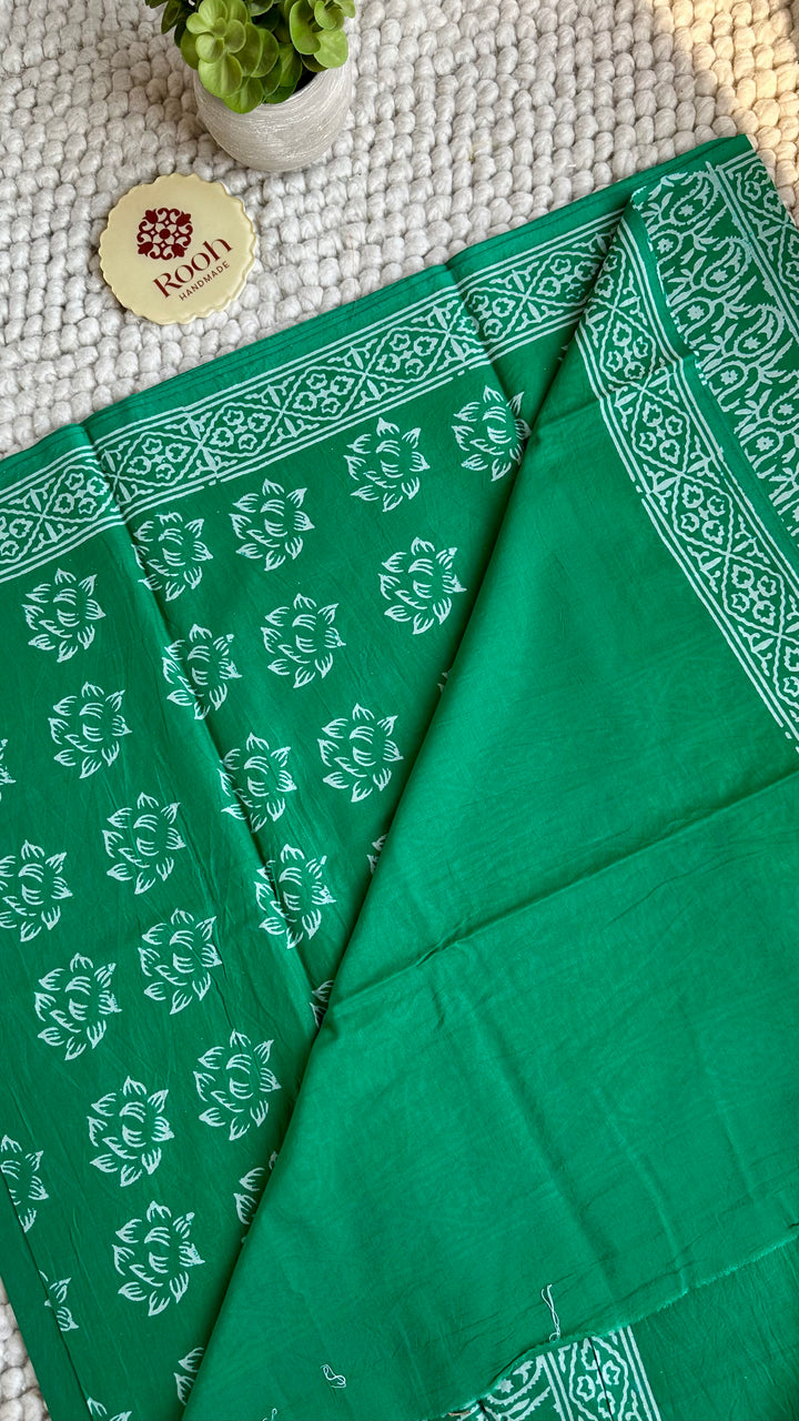 BAGRU HAND BLOCK PRINTED SOFT MULMUL COTTON SAREE- 149