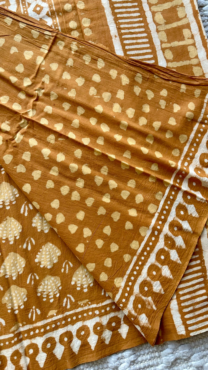 BAGRU HAND BLOCK PRINTED SOFT MULMUL COTTON SAREE- 073