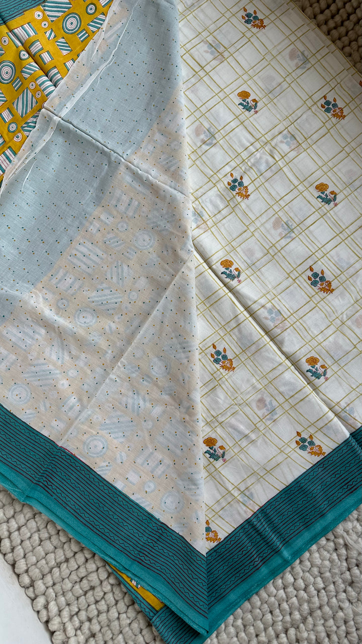SANGANERI HAND BLOCK PRINTED SOFT COTTON SAREE- 022