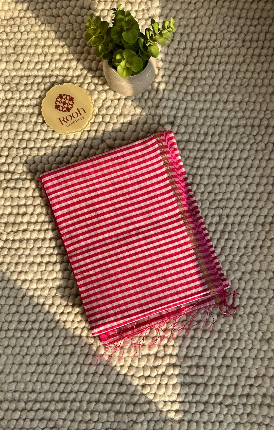 RANI PINK CHECKS - PREMIUM HANDWOVEN MAHESHWARI SILK BY COTTON SAREE (DISPATCH TIME IS 15-20 DAYS)