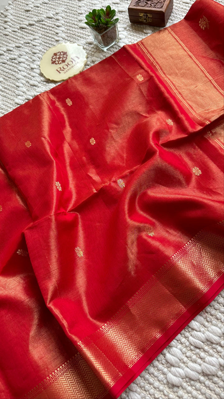 SURAMYA - PREMIUM HANDWOVEN MAHESHWARI PURE TISSUE SILK SAREE
