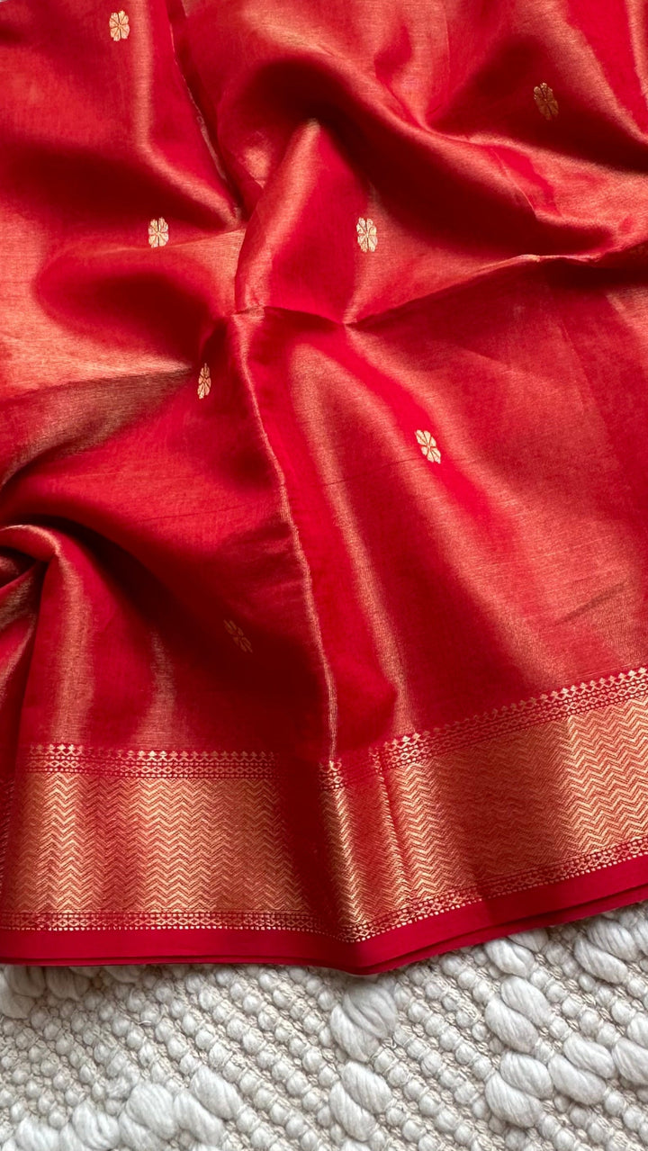 SURAMYA - PREMIUM HANDWOVEN MAHESHWARI PURE TISSUE SILK SAREE
