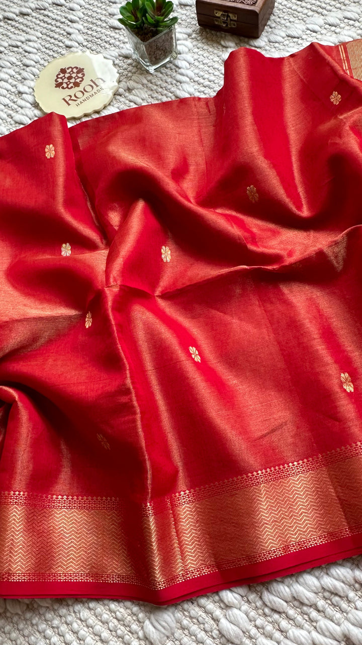 SURAMYA - PREMIUM HANDWOVEN MAHESHWARI PURE TISSUE SILK SAREE